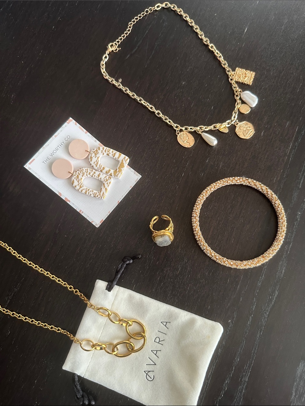 Jewelry including Gold-Tone Mixed Charm Necklace, ring, Bracelet